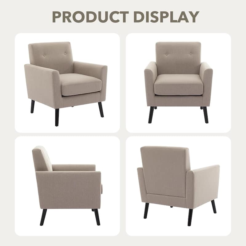 Mid-Century Accent Chairs, Modern Living Room Chairs with Linen Fabric