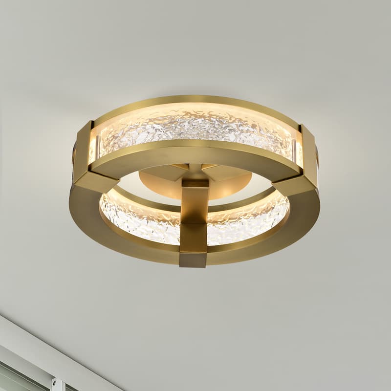 Darrow - 13 Inch LED Flush Mount - Vintage Brass - Acrylic Panels - Vintage Brass