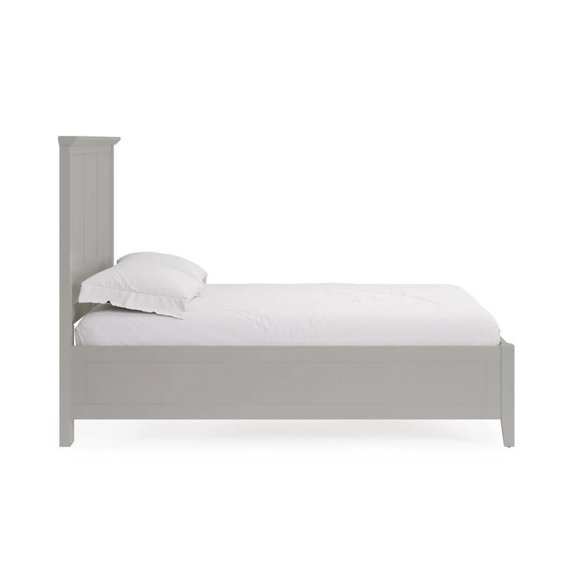 Fritz California King Bed, Three Panel Design, Beveled Top, Gray Solid Wood