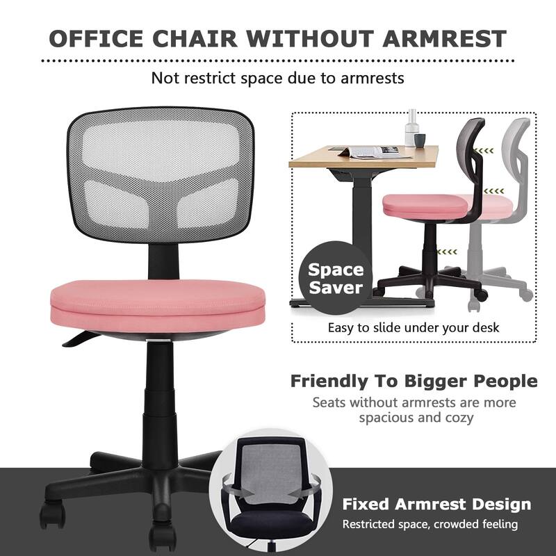 Costway Armless Office Chair Adjustable Swivel Computer Mesh Desk - See details