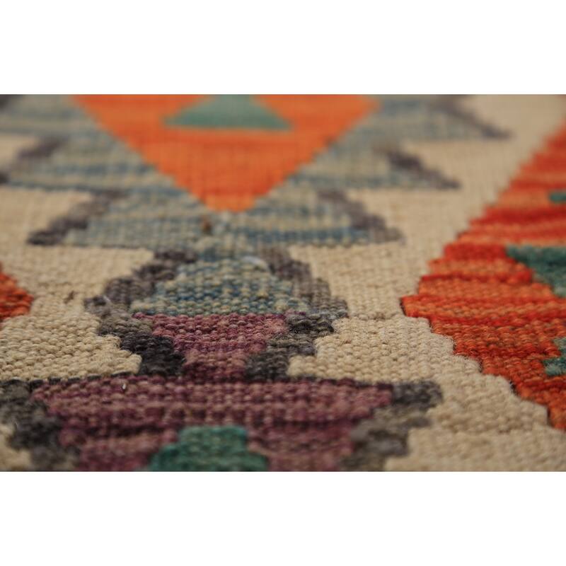 Geometric Kilim Oriental Large Rug Hand-Woven Southwestern Wool Carpet - 10'2"x 16'1"