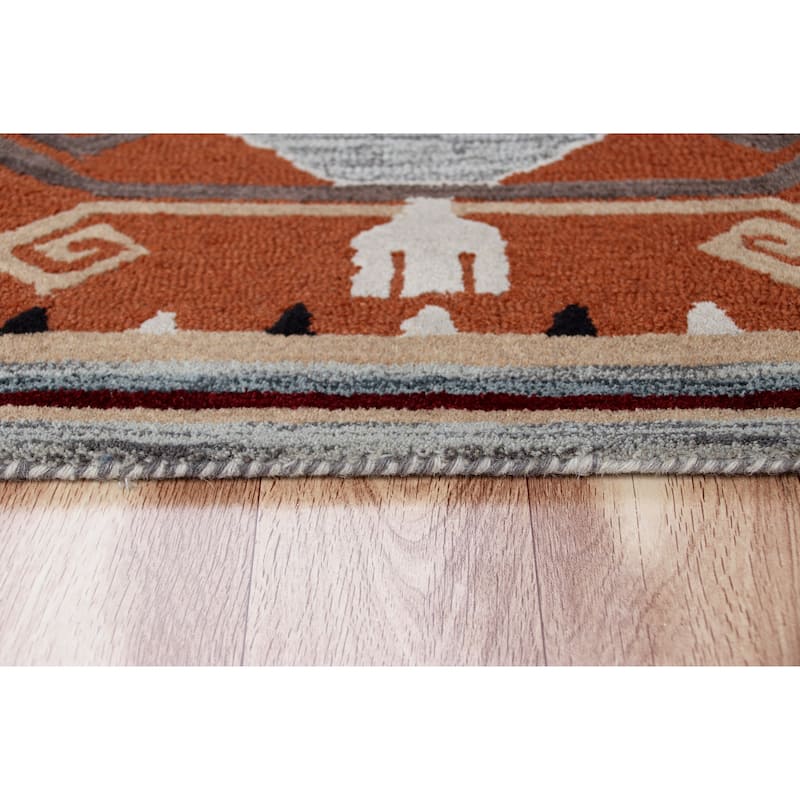 Suino Geometric Medallion Hand-Tufted Indoor Round Area Rug by Sevita