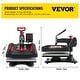 preview thumbnail 18 of 16, VEVOR Heat Press Machine 15x15in 8in1 Heat Press 800W Sublimation Machine 360° Rotation Swing-Away Heat Press