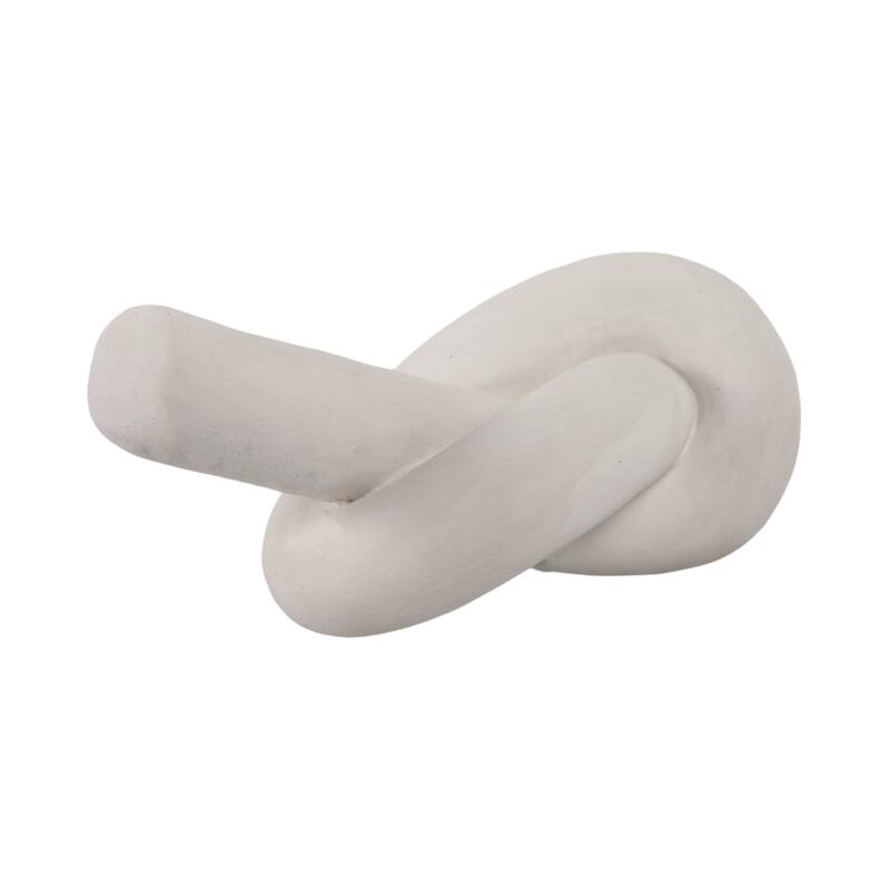 Pottery and Cement Novelty Knot Decorative Sculpture - 11" White - 11" x 4" x 5"