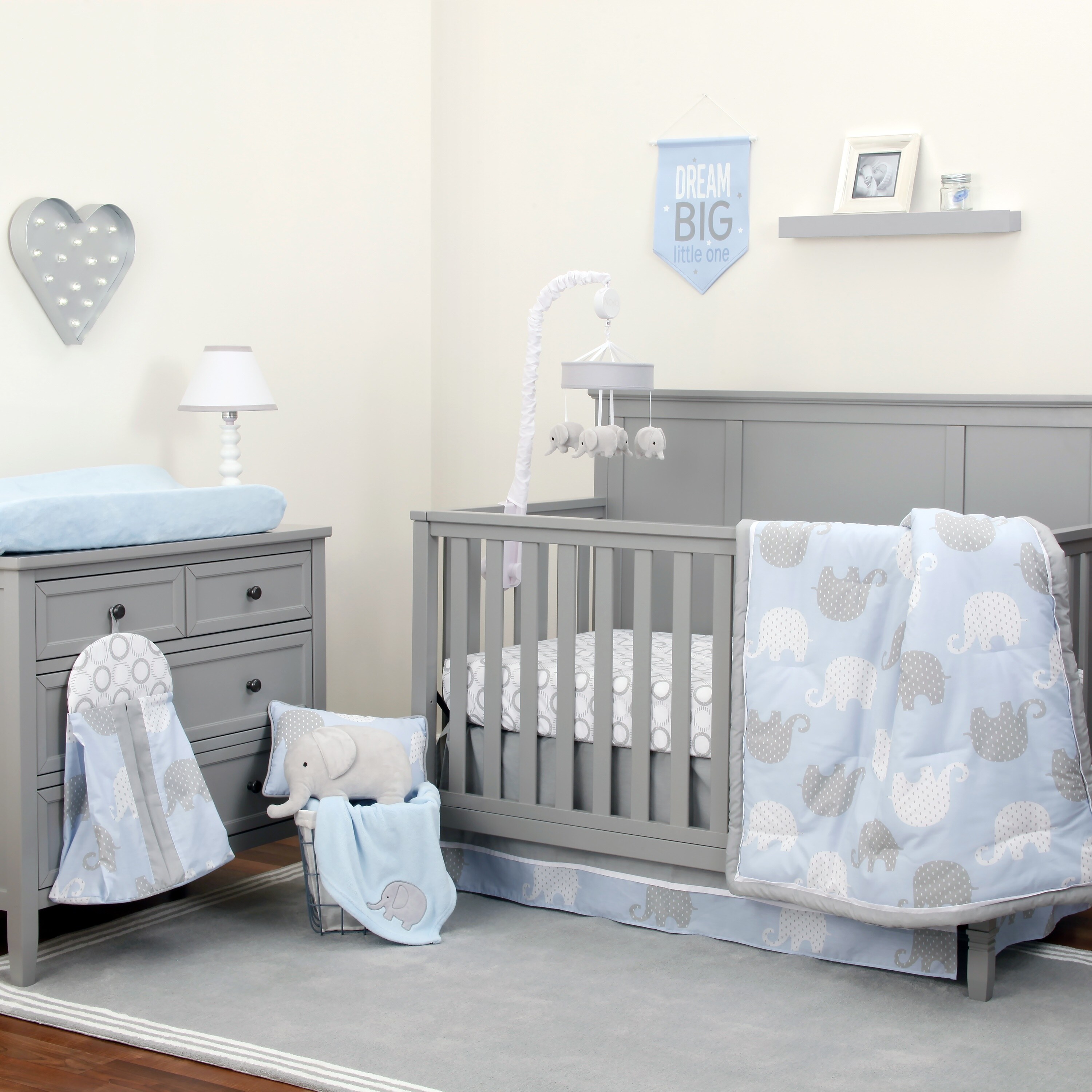 Blue elephant crib bedding top