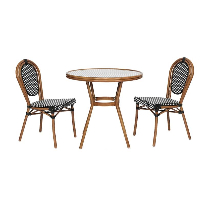 Indoor/Outdoor Commercial Bistro Set with Table and Two Chairs