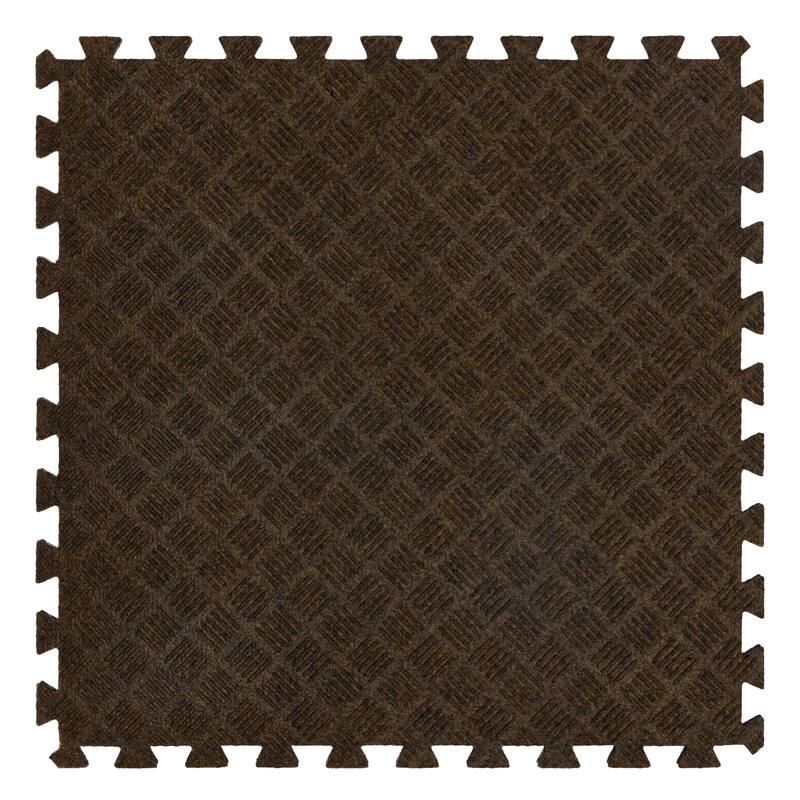Mohawk Home Crosshatch Interlocking Utility Mats (6 Pieces) (24 Square Feet) for Gym Floor, Under Crate, Workroom, and More - Brown