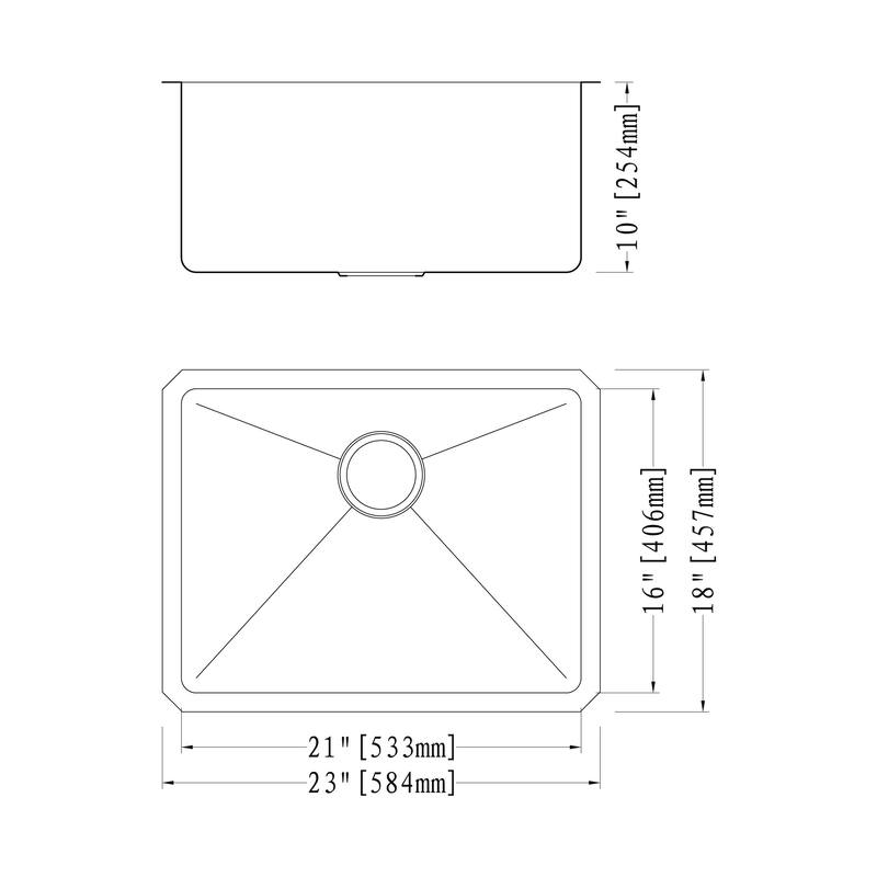 Dowell Undermount Single Bowl Stainless Steel Kitchen Sink - Small Radius Corners