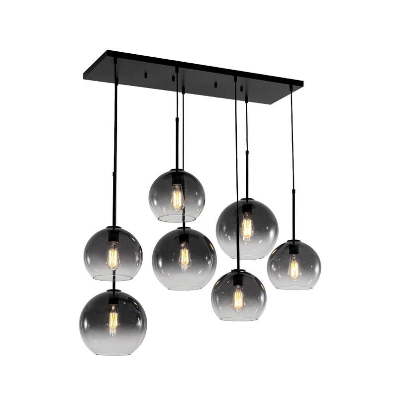Ultra Modern 7-Light Sculptural Gradient Glass Island Pendant - 39.4in