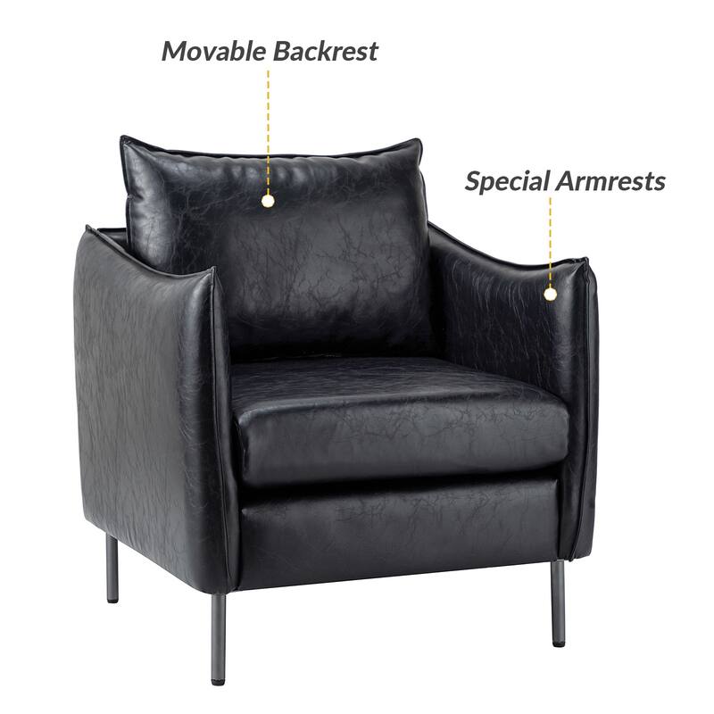 Jaime Modern Vegan Leather Accent chair with Metal Legs Set of 2 by HULALA HOME