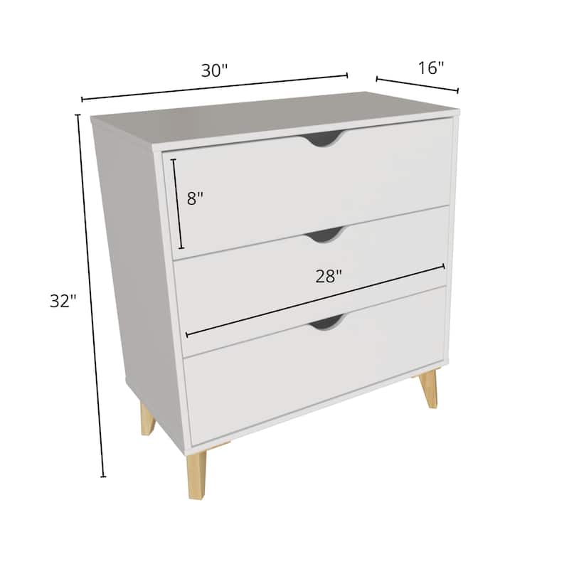 Mid Century Modern Tall 3-Drawer Dresser