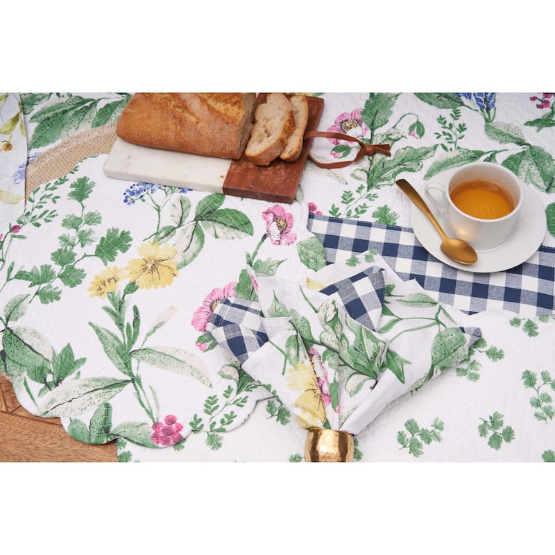 Marcy Blooms Round Placemats Set of 6 Floral Design All Seasons Dining, 17"