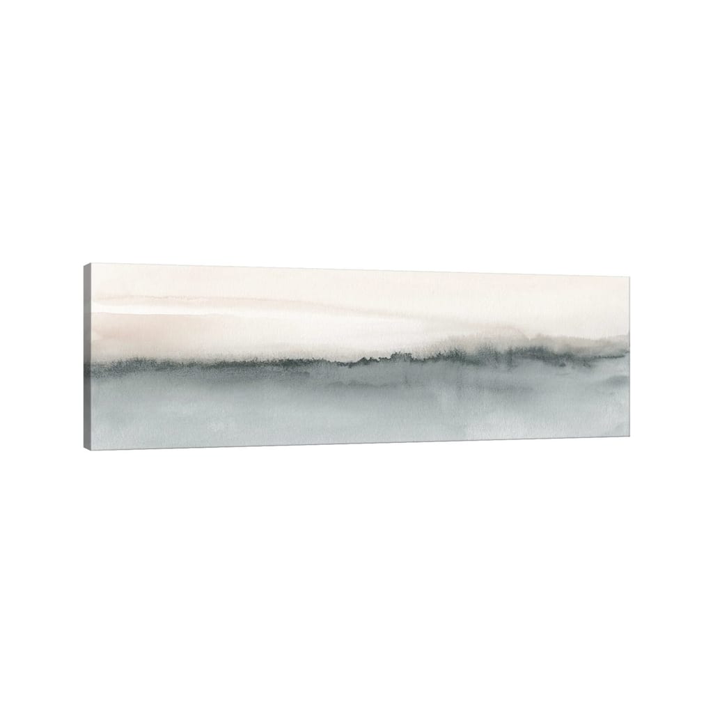 iCanvas "Watercolor Landscape XIV - Soft Coral And Gray - Panoramic" by Nouveau Prints Canvas Print