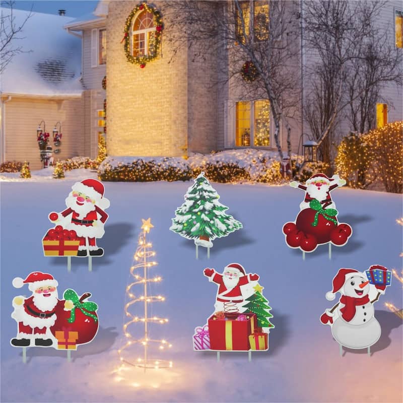 10PCS Christmas Decorations Outdoor Yard Signs Stakes Decorations