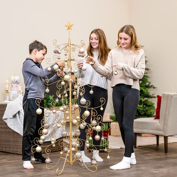 Sunnydaze Noelle Steel Wire Christmas Ornament Display, 72 Hooks