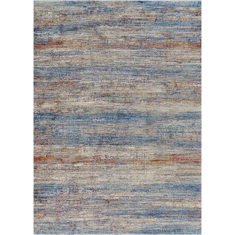 Dream Decor Rugs Remnier Haven Denim Tawny Abstract Fringed Area Rug