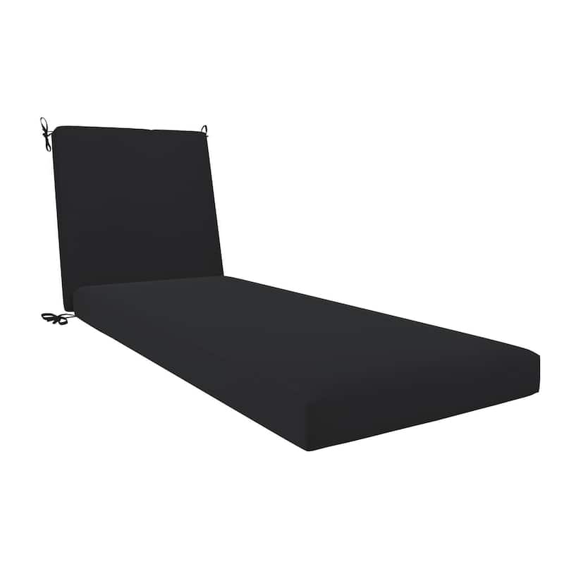 California Umbrella Outdoor Chaise Lounge Cushion, 24" x 78", 3.5" Thick, Memory Foam, Solstice Olefin Fabric - Black