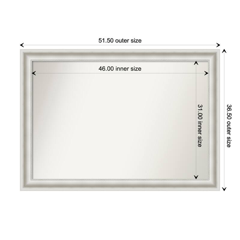 Parlor White Framed Non-Beveled Custom Wall Mirror, Bathroom Vanity Mirror - Outer Size: 51.5 x 36.5
