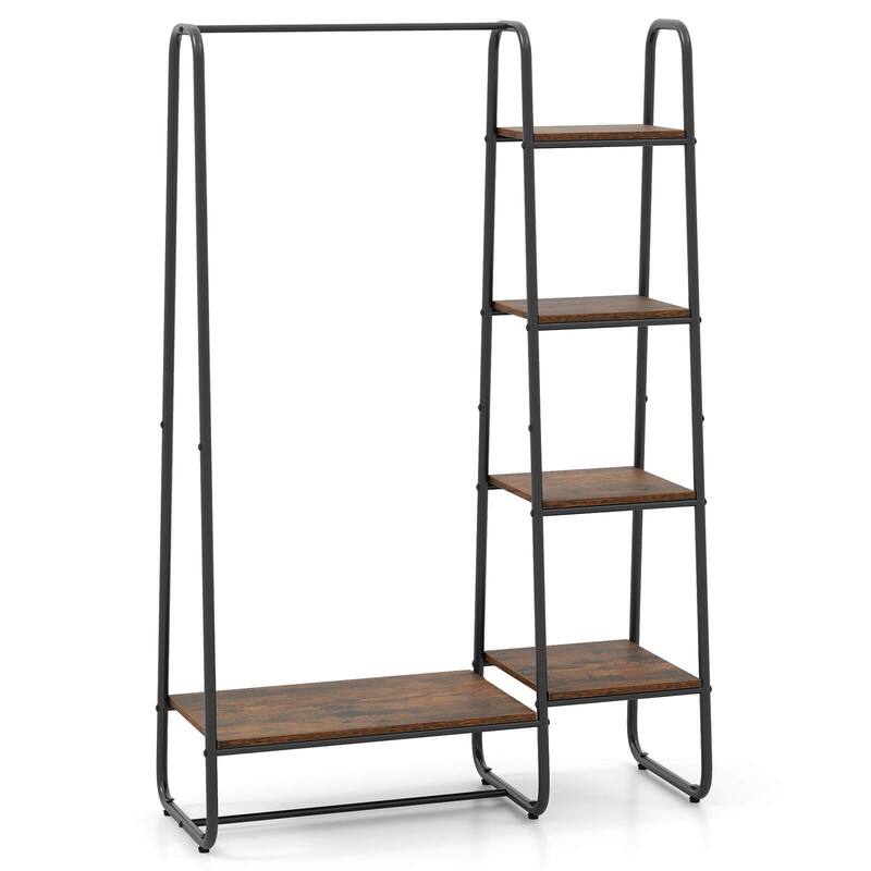 Costway Metal Garment Rack Free Standing Closet Organizer w/5 Shelves