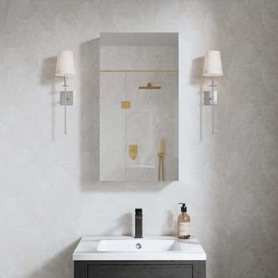 Recessed or Surface Wall Mount Bathroom Medicine Cabinet With Adjustable Glass Shelves