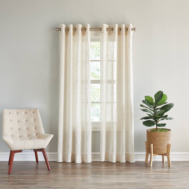DKNY Classic Linen Grommet Window Curtain Panel Pair