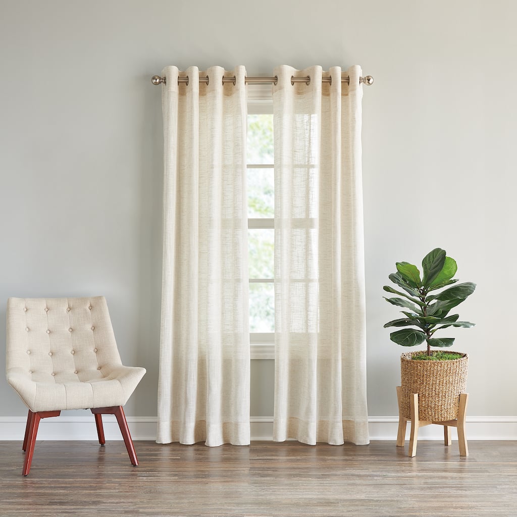 DKNY Classic Linen Grommet Window Curtain Panel Pair