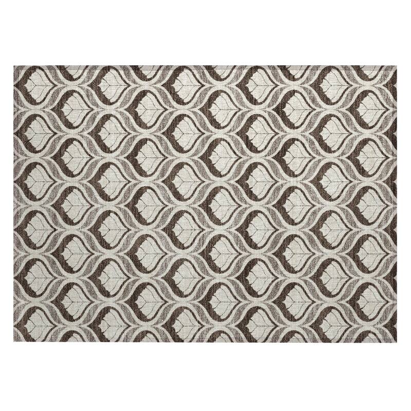 Machine Washable Indoor/ Outdoor Modern Trellis Chantille Rug