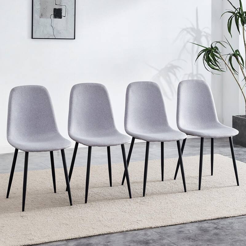 4-Piece set, Modern Dining Chairs Scoop Chair with Fabric Seat and Black Metal Legs, for Dining Room, Meeting Room or Study