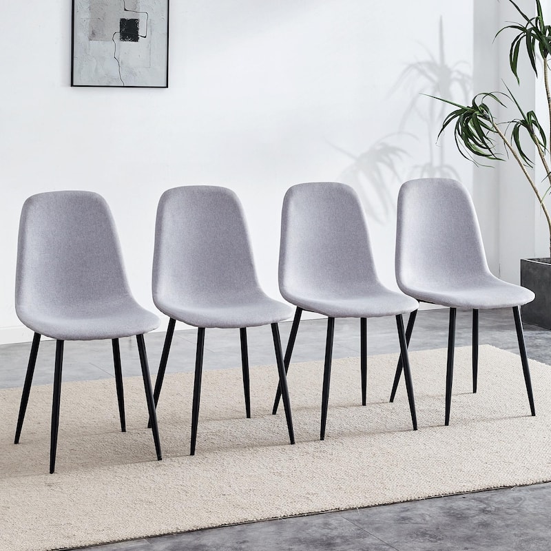 Set Of 4 Fabric-Back And Metal Combined Spoon Chairs