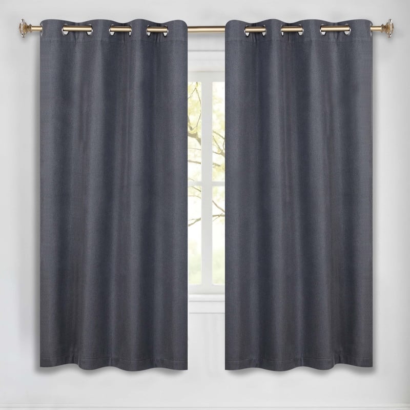 Superior Nyan 100% Blackout Grommet Curtains, Set of 2 Panels - 52" x63" - Charcoal