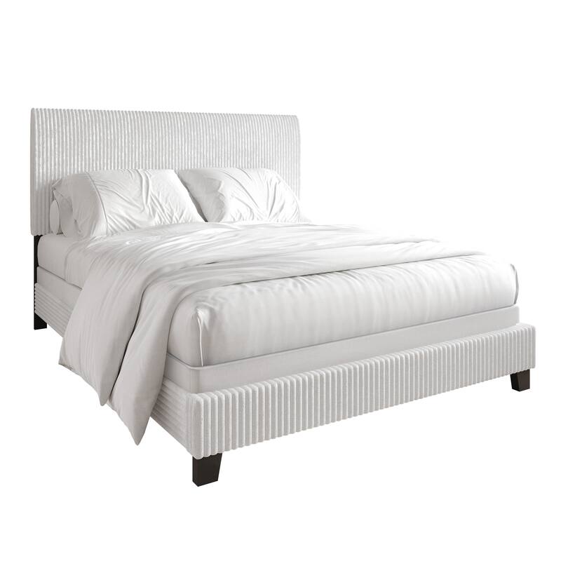 CraftPorch Corduroy Elegant and Chic Velvet Upholstered Bed