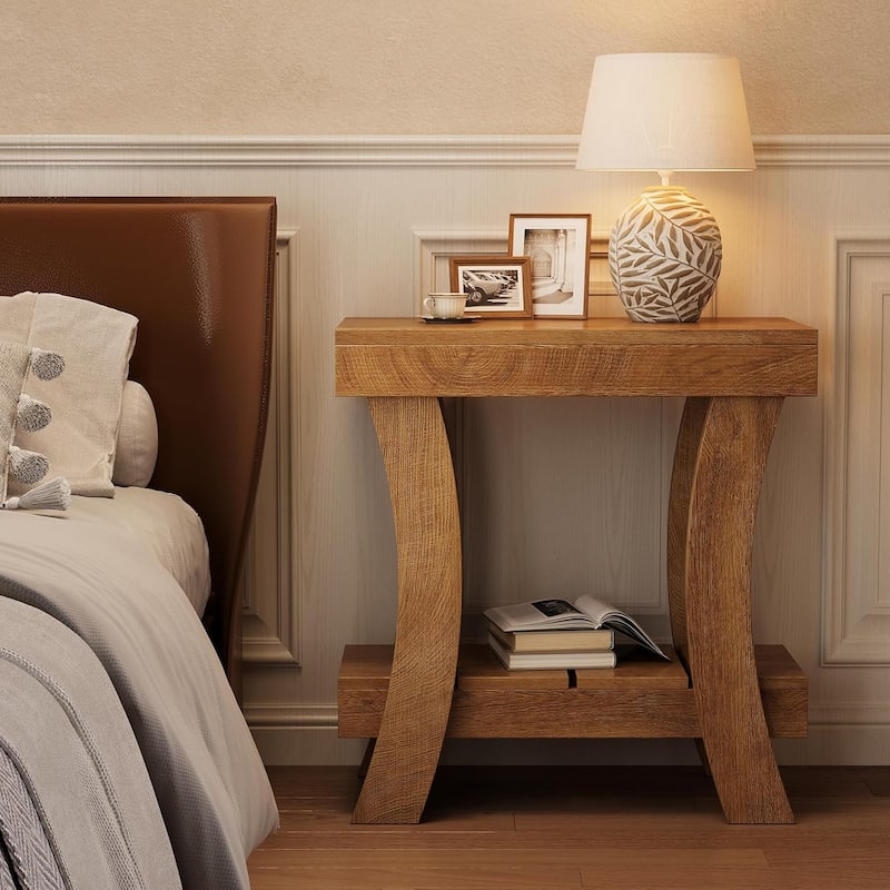 End Tables for Living Room, 2-Tier Rectangular Narrow Small Side Table with Storage Shelf - 11.81"L x 23.62"W x 23.62"H