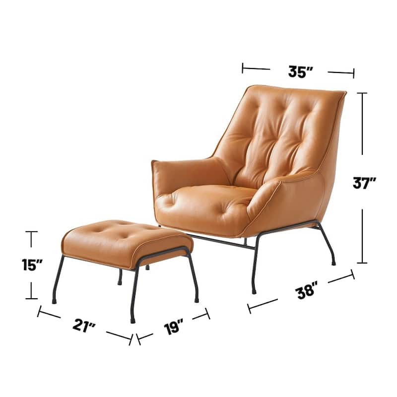 Top Grain Leather Chair with Ottoman