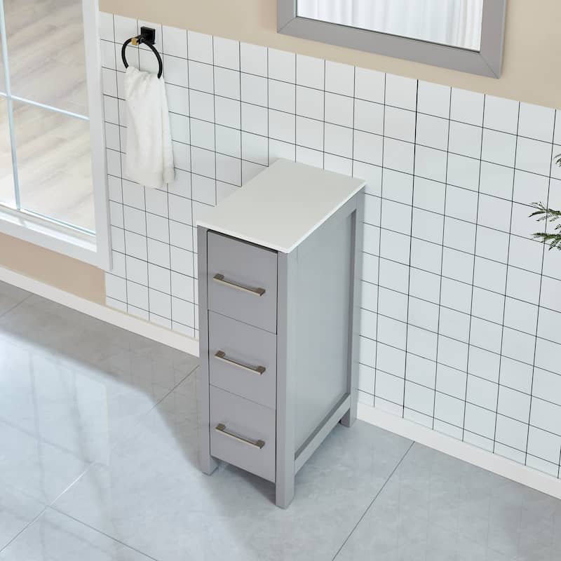 Vanity Art 12-Inch Bathroom Vanity Cabinet 3 Drawer Side Storage Organizer Freestanding Single Vanity Bedroom/Bathroom/Entryway