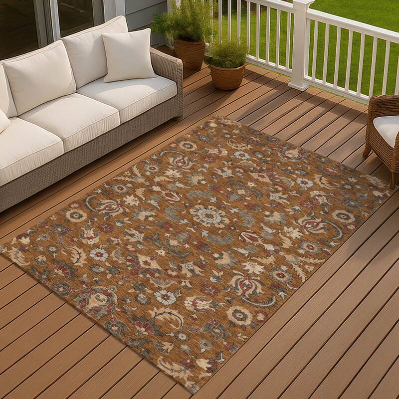 Machine Washable Indoor/ Outdoor Traditional Lanelle Chantille Rug