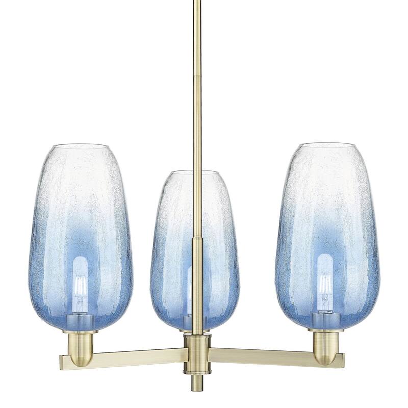 Innovations Lighting 716-3CR-17-18 Brookhaven Flute Chandelier - Antique Brass / Sapphire Blue