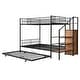 preview thumbnail 9 of 30, Versatile Design Twin over Full Metal Bunk Bed with Trundle and Lateral Storage Practical Step Ladder and Built-in Wardrobe