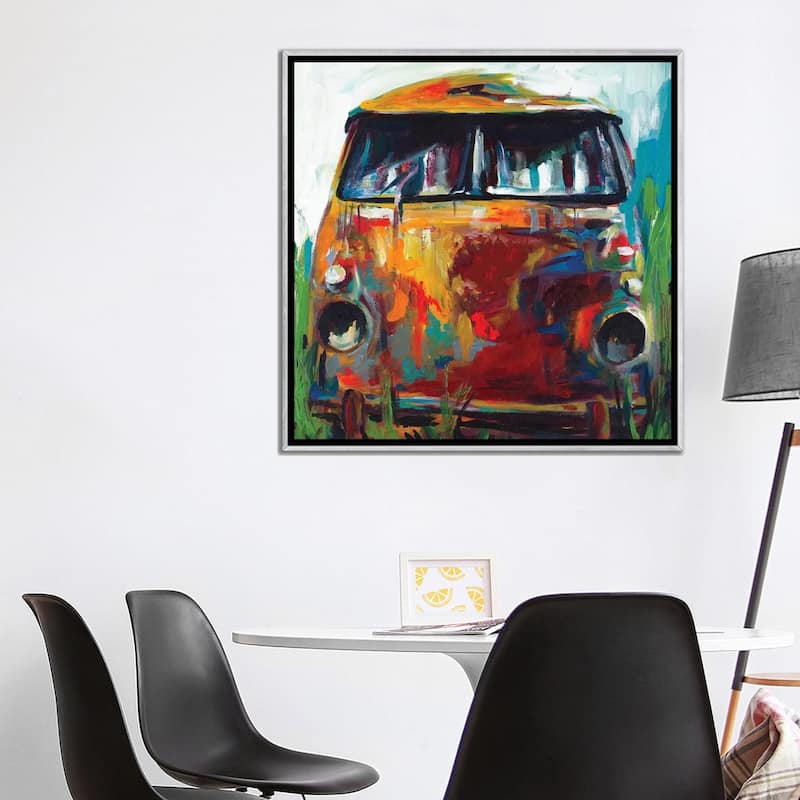 iCanvas "Retro Love Bus" by Andy Beauchamp Framed