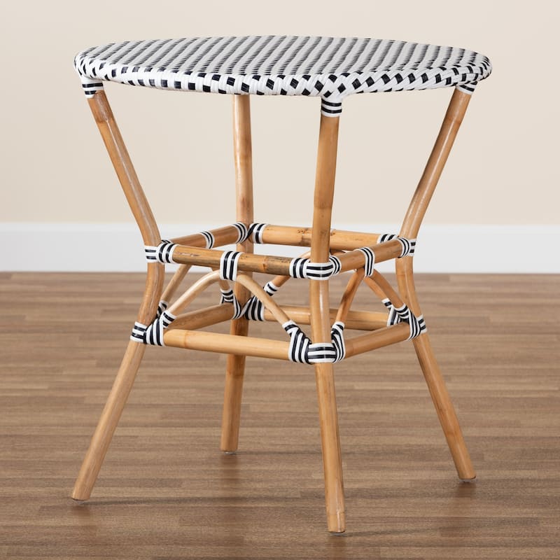 Tavor Classic French Black &White Weaving/ Natural Rattan Indoor and Outdoor Dining Table