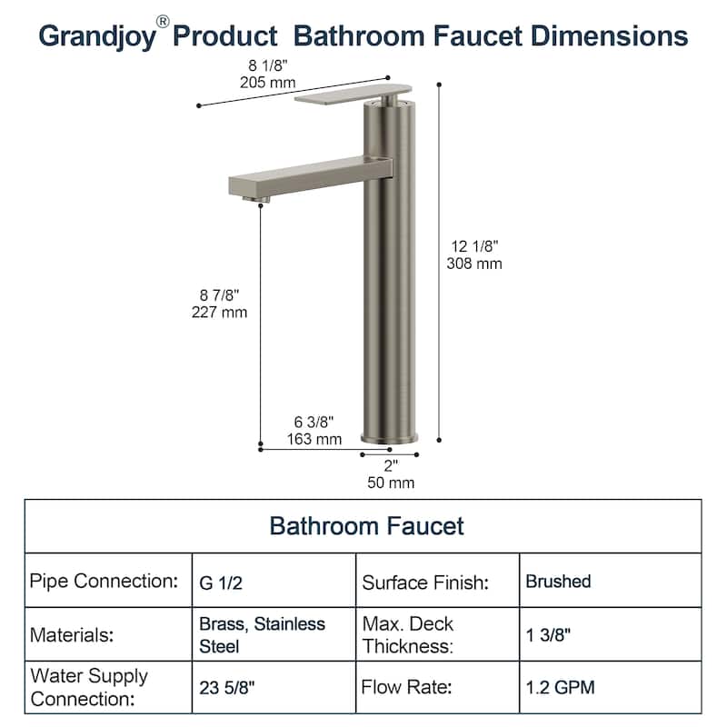 GRANDJOY 2-Pack High-Arc Bathroom Vanity Faucet, Single Hole Installation