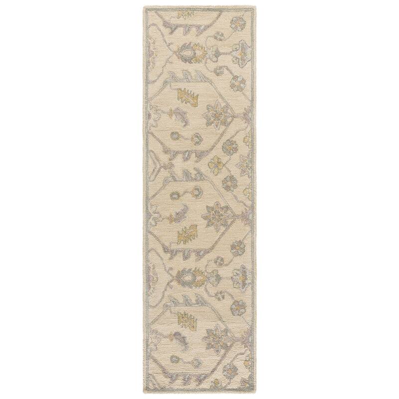 SAFAVIEH Handmade Blossom Eefke Modern Floral Wool Rug - 2'3" x 8' Runner - Beige/Purple