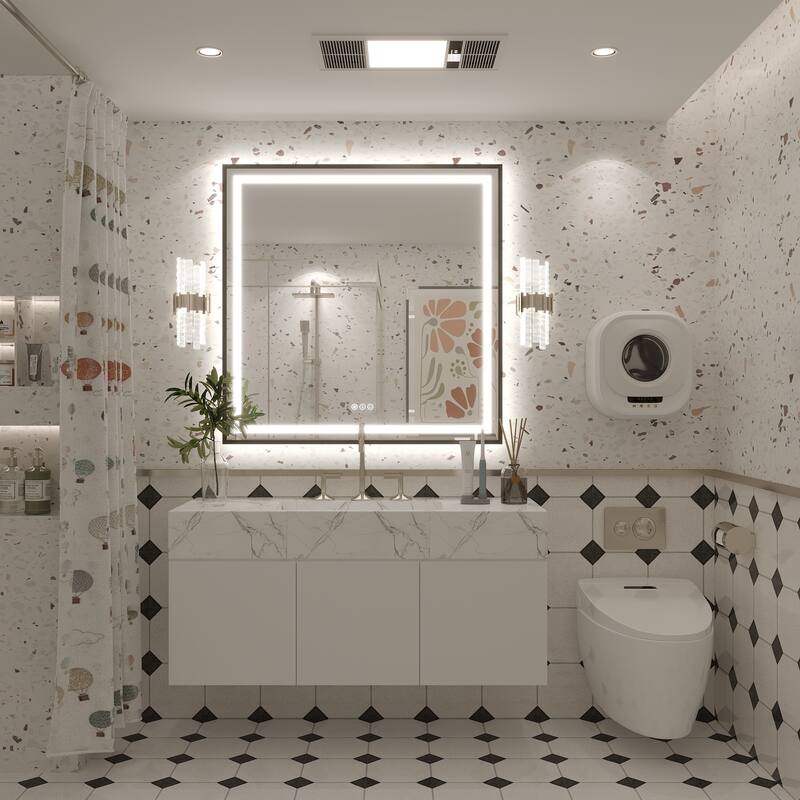 KIOTEE 24V Ultra-Bright LED Bathroom Mirror, Anti-Fog, Tempered Glass