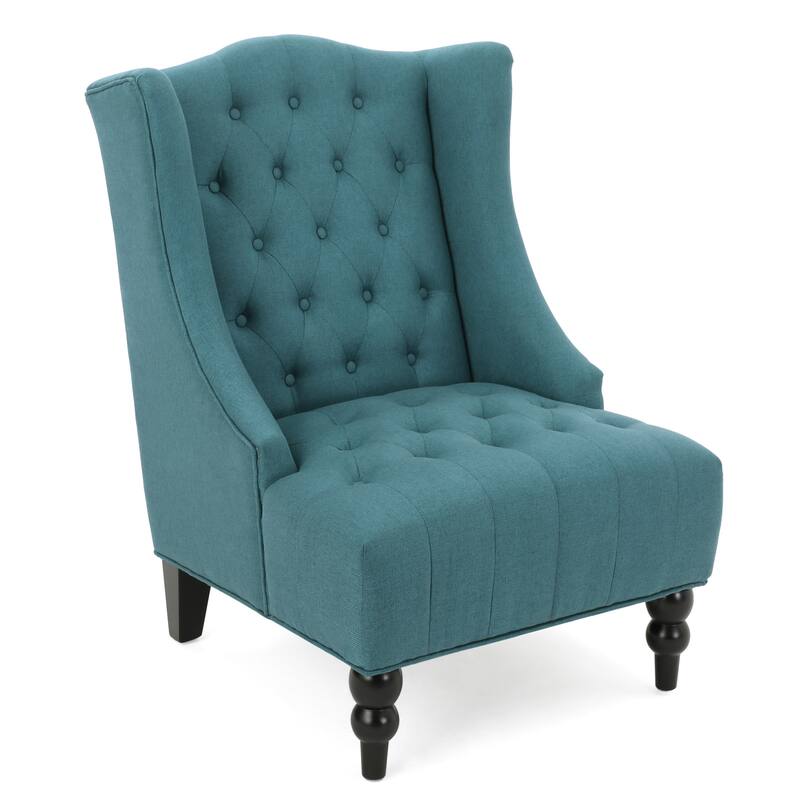 Teal Fabric 27.5" Button Tufted Club Chair
