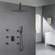 16" Ceiling Mount Rainfall 3 Way Thermostatic Faucet Shower System with 6 Body Jets