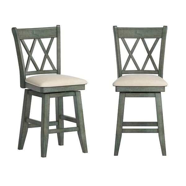 slide 2 of 6, Ronda Double X-Back Wood Swivel Chair Antique Sage Green - Counter Height