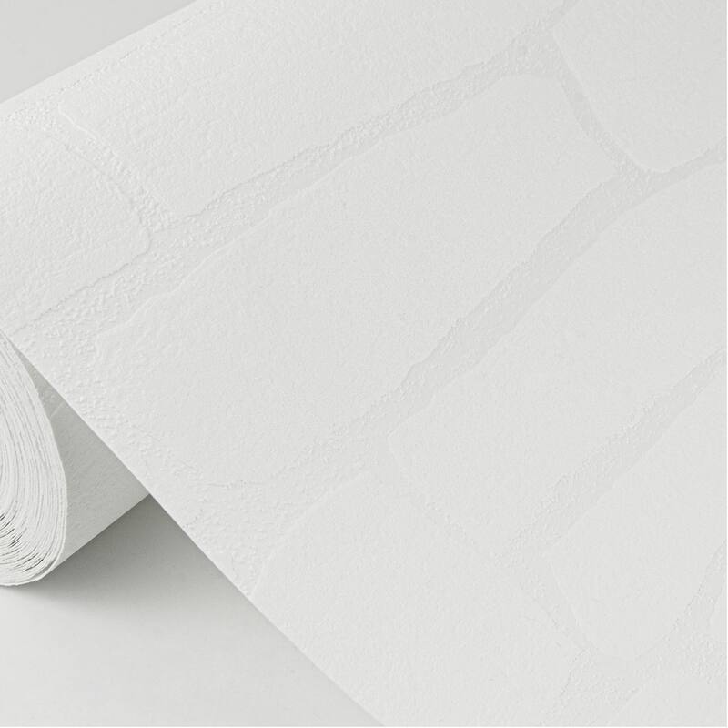 Brewster Pieter White Stone Paintable Wallpaper - 396in x 20.9in x 0.025in