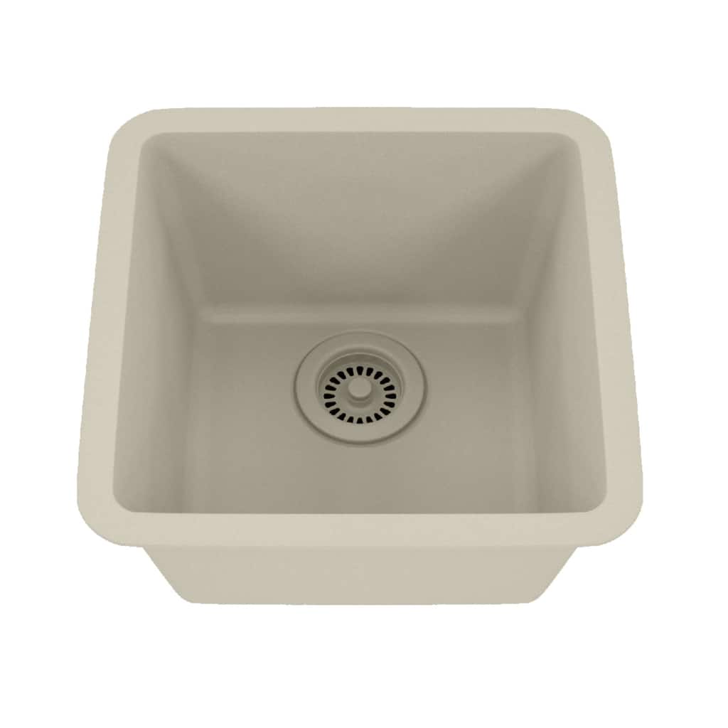 15 Inch Lexicon Platinum Quartz Composite Drop-in Undermount Single Bowl Galaxy Beige Kitchen Sink LP-1515-B-SO - 15x15