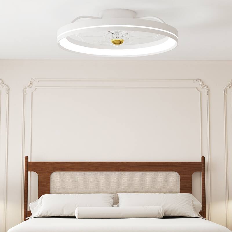 Gymax 3000-6500K Dimmable Modern Flush Mount LED Fan Light w/ 3 Color