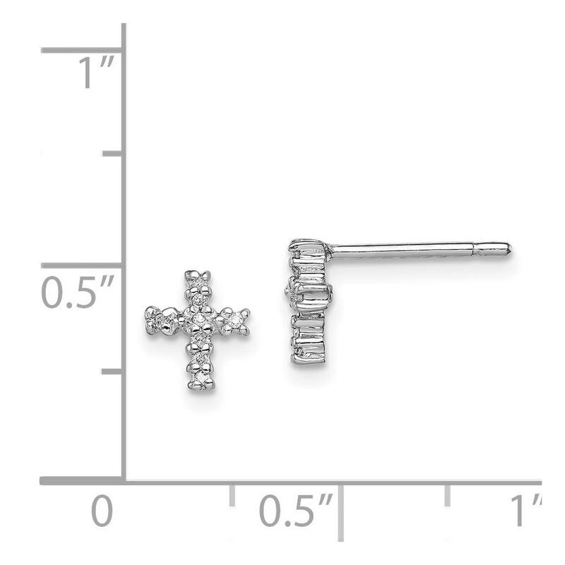 Curata 925 Sterling Silver 7x6mm Small Diamond Cross Post Earrings