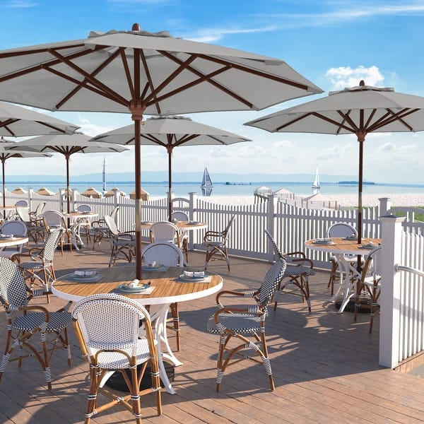 slide 2 of 3, California Umbrella 9ft Marenti Wooden Sunbrella Patio Umbrella with Sunbrella Fabric, Base Not Included Granite